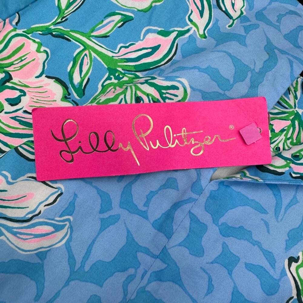Lilly Pulitzer XXS Blue Green Floral Barbara Maxi Dress Puff 3/4 Sleeves READ - Picture 4 of 12